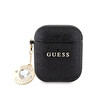 Guess Orjinal Lisanslı Apple Airpods Kılıf Glitter Elmas Kalp Süs Zincirli Kapak Siyah