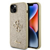 Guess Orjinal Lisanslı Apple iPhone 15 Plus Kılıf 4G Büyük Metal Logolu Glitter Kapak Gold