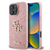 Guess Orijinal Lisanslı Apple iPhone 16 Pro Max Kılıf 4G Büyük Metal Logolu Glitter Kapak Pembe