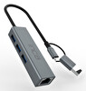 Inca Iutp-03Tx USB Hubx3 USB 3.0 10 Gbps+Ethernet Rj45 1000Mbps Çoklayıcı Aluminyum Kasa