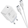 Cellular Line Apple 40W PD USB-C Beyaz Şarj Kiti Adaptör ve Kablo