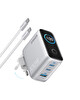 Anker 100W 3 Port Smart Display Gümüş Şarj Cihazı A121B