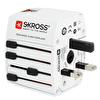 Skross Seyahat Adaptörü, 1.302.930 MUV USB, Priz ve 2xUSB, Beyaz