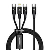 Baseus Rapid 3in1 Siyah TypeC to TypeC A Lightning 20W Hızlı Şarj Kablosu 1,5M
