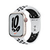Apple Watch Nike Series 7 GPS + Cellular 45MM Yıldız Işığı Alüminyum Kasa Saf Platin/Siyah Nike Spor Kordon