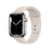 Apple Watch 7 Gps + Cellular 45MM Gümüş Paslanmaz Çelik Kasa Yıldız Işığı Spor Kordon MKJV3TU/A