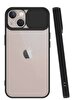 Preo iPhone 13 Sürgülü Kamera Korumalı Telefon Kılıfı Siyah Kenar