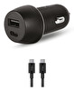 Ttec SmartCharger Duo PD 32W USB-C + USB-A Araç Hızlı Şarj Aleti USB-C - USB-C 65W Kablo Siyah