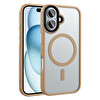 Zore Flet Magsafe iPhone 16 Plus Bej Gold Sert Kapak