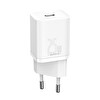 BASEUS SUPER SI PD 25W DUVAR ŞARJI (TYPE-C TO TYPE-C KABLO SETLI)-BEYAZ (OUTLET)