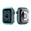 Gpack Apple Watch Series 3-4-5-6 40MM Önü Arkası Açık Renkli Silikon Mavi Kordon
