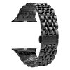 Gpack Apple Watch SE 40 MM Çift Renk Metal Kordon Çıtçıtlı KRD 14 Siyah Kordon
