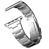 Gpack Apple Watch 44 MM Kılıf Metal Sıralı Gümüş Kordon