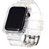 Gpack Apple Watch SE 40 MM Kalın Silikon 2-1 Saatle Birleşik Şeffaf Kordon