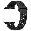 Gpack Apple Watch SE 2 2022 44 MM Delikli Çift Renk Silikon Siyah Kordon