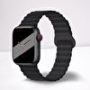 Cosmostech Apple Watch 1/2/3/4/5/6/SE/7/8/Ultra Uyumlu 42-44-45-49 MM Siyah Akıllı Saat Magnetli Kordon