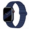 Cosmostech Apple Watch  1/2/3/4/5/6/SE/7/8/Ultra Uyumlu 42MM 44MM 45MM 49MM Magnetli Mavi-Siyah Akıllı Saat Kordonu