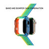 Karışık Kordon Kayış Apple Watch Ile Uyumlu 38-40-41mm Komple Kasa Koruyucu Rainbow