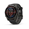 Garmin Fenix 8 43 MM Amoled Sapphire Karbon Gri DLC Titanyum Siyah Gri Silikon Kayışlı Akıllı Saat
