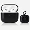 Gpack Apple Airpods 3. Nesil Suni Deri Kancalı Silikon SF9 Siyah Kılıf