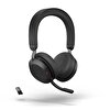 Jabra Evolve2 75 USB-A MS Office Kulak Üstü Siyah Bluetooth Kulaklık