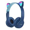 Torima P47M Sevimli Renkli Kedi Kulak Lacivert Bluetooth Kulak Üstü Kulaklık