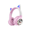 Torima HD11 Sevimli Kedi Karikatür Kulak Led Işıklı 5.3 Kulak Üstü Bluetooth Kulaklık Pembe