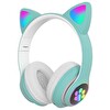 Ally 23M Kedi Kulak 5.0 Kablosuz Led Işıklı Kulak Üstü Bluetooth Kulaklık Yeşil