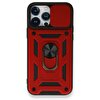 Teleplus iPhone 13 Pro Max Kılıf Kamera Korumalı Yüzüklü Tank Pars Silikon Kırmızı