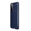Teleplus Samsung Galaxy S21 Plus 5G Karbon Dokulu Negro Silikon Lacivert Kılıf