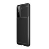 Teleplus Samsung Galaxy S21 Plus 5G Karbon Dokulu Negro Silikon Siyah Kılıf + Nano Ekran Koruyucu + Kamera Koruyucu