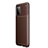 Teleplus Samsung Galaxy A03S Negro Karbon Dokulu Silikon Kahverengi Kılıf