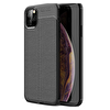 Teleplus iPhone 12 Mini Deri Dokulu Silikon Siyah Kılıf + Tam Kapatan Cam