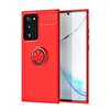 Teleplus Samsung Galaxy Note 20 Ravel Yüzüklü Silikon Kırmızı Telefon Kılıfı + Tam Kapatan Nano Ekran Koruyucu