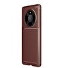 Smcase Huawei Mate 40 Pro Kılıf Karbon Dokulu Negro Silikon Kahverengi