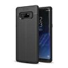 Teleplus Samsung Galaxy Note 8 Deri Dokulu Silikon Siyah Telefon Kılıfı