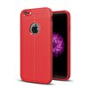 Teleplus iPhone 6 Plus Deri Dokulu Silikon Kırmızı