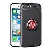 Teleplus iPhone SE 2020 Kılıf Ravel Yüzüklü Tpu Silikon Kırmızı + Nano Ekran Koruyucu