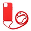 Gpack Apple iPhone 12 Mi̇ni̇ Kılıf Askılı İçi Süet Lansman Görünüm Silikon Kırmızı