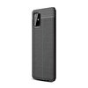 Gpack Samsung Galaxy M51 Niss Silikon Deri Görünümlü + Nano Glass Siyah
