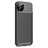 Gpack Apple iPhone 11 Pro Kılıf Negro Karbon Dizayn Silikon + Nano Glass Siyah