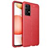 Gpack Samsung Galaxy A52 Niss Silikon Deri Görünümlü Kırmızı Kılıf