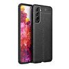 Gpack Samsung Galaxy S22 Plus Kılıf Niss Silikon Deri Görünümlü + Full Ekran Koruyucu Siyah