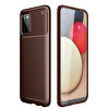 Gpack Samsung Galaxy A03S Kılıf Negro Karbon Görünüm Korumalı Dizayn Silikon + Nano Glass Kahverengi