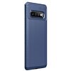 Gpack Samsung Galaxy S10+ Plus Kılıf Negro Karbon Dizayn + Renkli Cam Lacivert