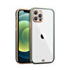 Gpack Apple iPhone 12 Pro Max Kılıf Voit Silikon Arkası Şeffaf Kenar Renkli Yeşil