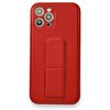 Teleplus iPhone 12 Pro Coco Deri El Standlı Silikon Kırmızı Kılıf