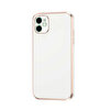 Gpack Apple iPhone 12 Kılıf Bark Parlak Silikon Renkli Kenarları Rose Beyaz