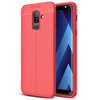 Teleplus Samsung Galaxy A6 2018 Plus Deri Dokulu Silikon Kılıf Kırmızı