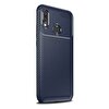 Smcase Huawei Y6 2019 Negro Karbon Ve Silikonlu Kılıf Lacivert + Nano Ekran Koruyucu